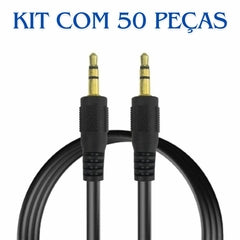 Kit 50 Cabo auxiliar áudio estéreo P2 X P2 plug 3,5mm 1,4m