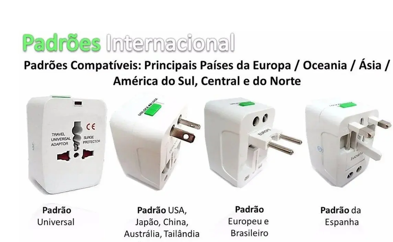 Adaptador Tomada Universal Europeu Usa Europa Asia