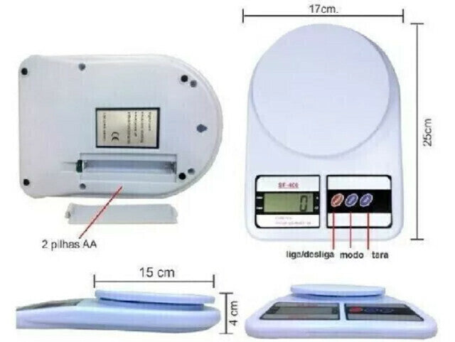 Balança Digital de Precisão Eletrônica 1g a 10kg Cozinha Dieta Comércio