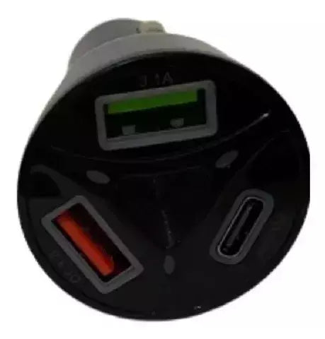 Carregador Veicular Celular Turbo 55w 3 Saídas Usb e Tipo C