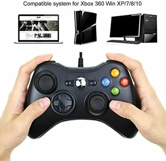 Controle Xbox 360 Com Fio Slim Joystick Pc Emulador Notebook