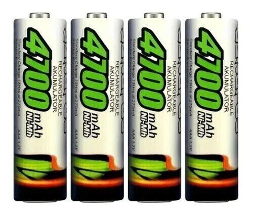 Kit 04 Pilhas AA Recarregável 4700mah Lacrada
