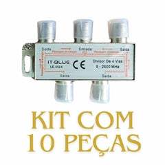 Kit 10 Divisor De Antena 4 Saidas Universal A Cabo Uhf Vhf Digital