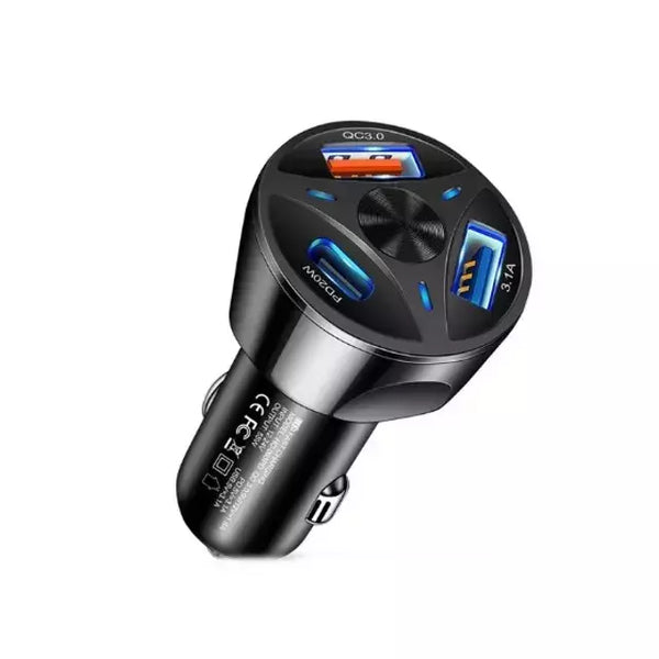 Carregador Veicular Celular Turbo 55w 3 Saídas Usb e Tipo C