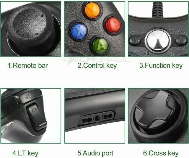 Controle Xbox 360 Com Fio Slim Joystick Pc Emulador Notebook