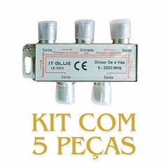 Kit 5 Divisor De Antena 4 Saidas Universal A Cabo Uhf Vhf Digital